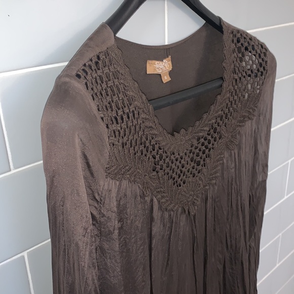 Dark Brown Carla Conti Italian Silk Blouse - Picture 6 of 14